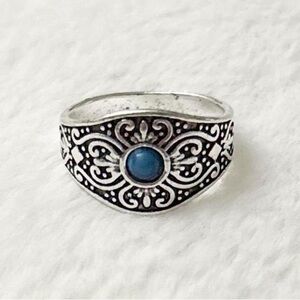 5/$15 🩷 MUST BUNDLE Silver Bohemian Blue Stone Filigree Ring - Women Jewelry